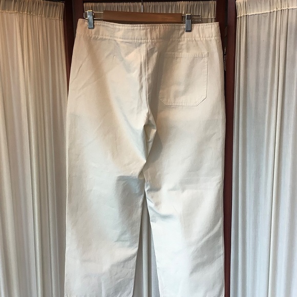 Leo & Sage Womens White Cotton Ankle Pants Wide Leg Fringe Pockets Size 8 NWT - Picture 5 of 8